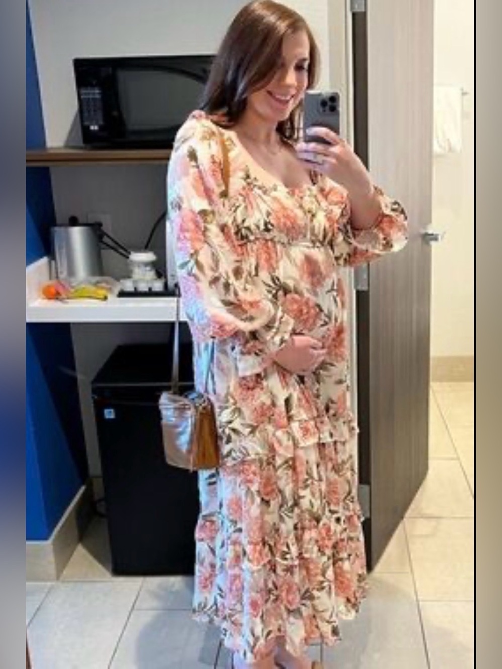 Floral Tiered Maxi Dress in Pink and Cream